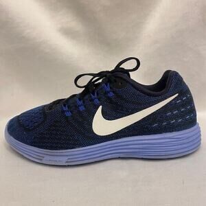 Nike Women's Size 7 Lunar Tempo 2 Athletic Sneaker Shoes Black Blue Pre-Owned